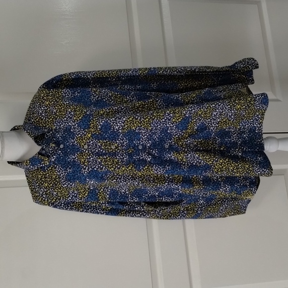 Georg Roth Mens XXL designer blue yellow print long sleeve button down - Picture 1 of 11